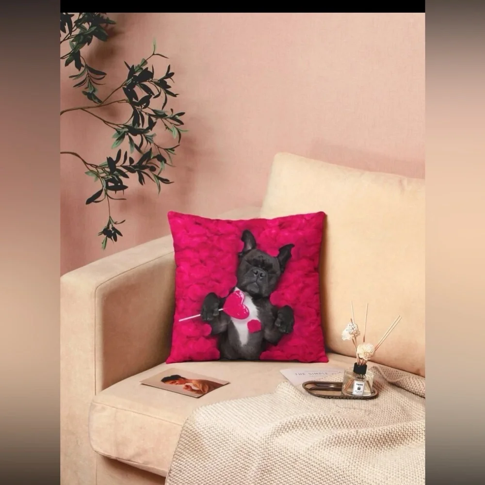 Beautiful Dog Print Cushion Cover Without Filler new 17/17